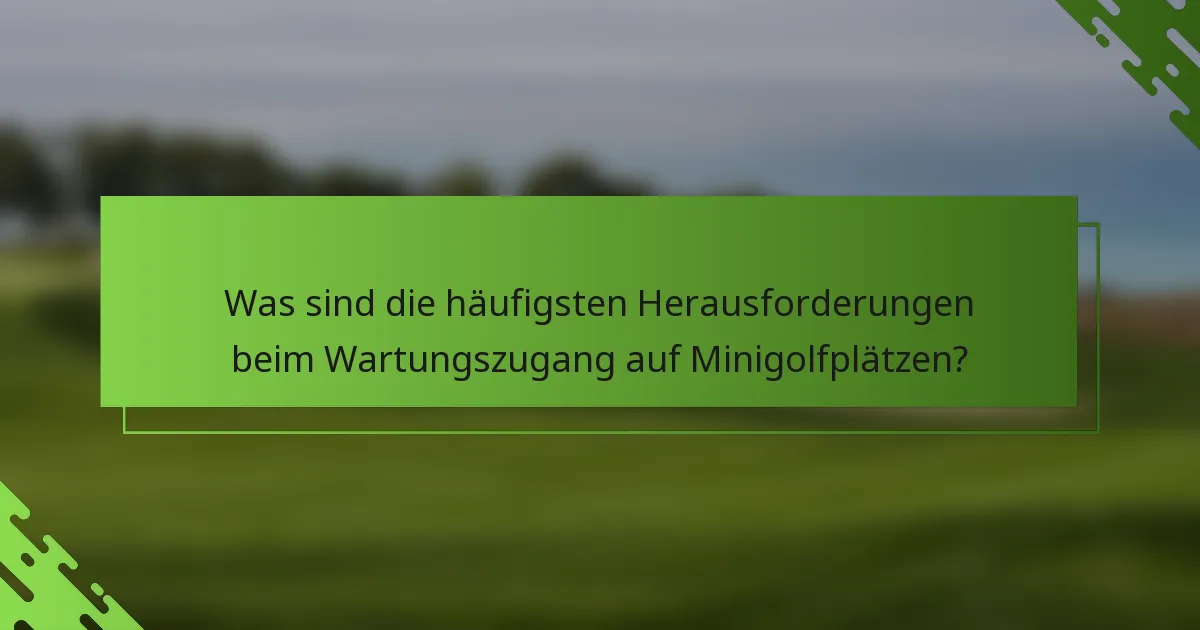 Was sind die häufigsten Herausforderungen beim Wartungszugang auf Minigolfplätzen?
