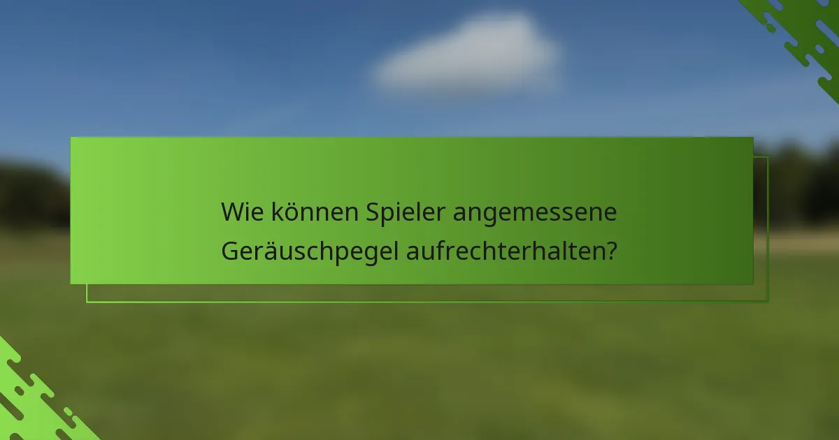 Wie können Spieler angemessene Geräuschpegel aufrechterhalten?